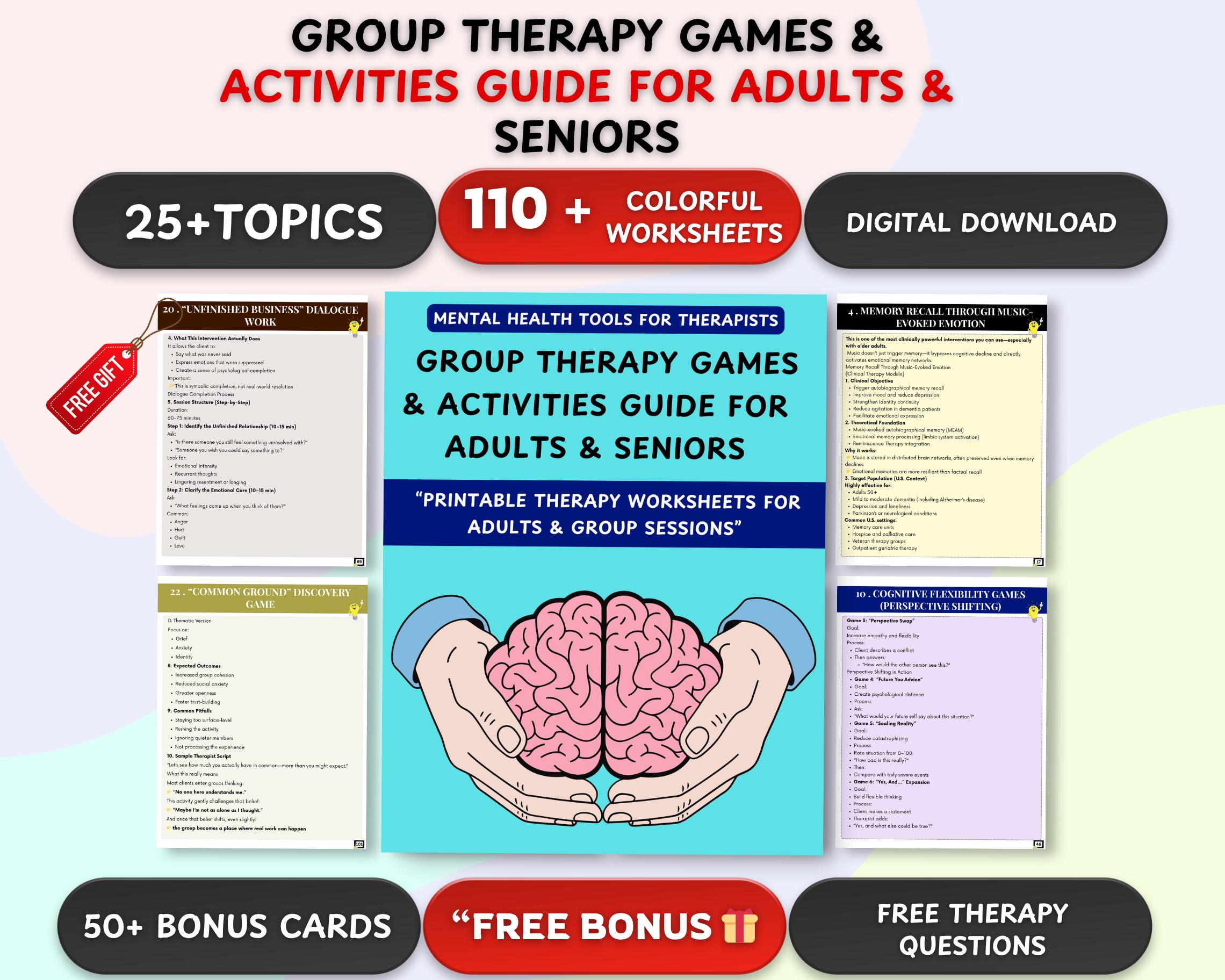 Therapist Toolkit: Group Therapy Games Interventions Workbook for