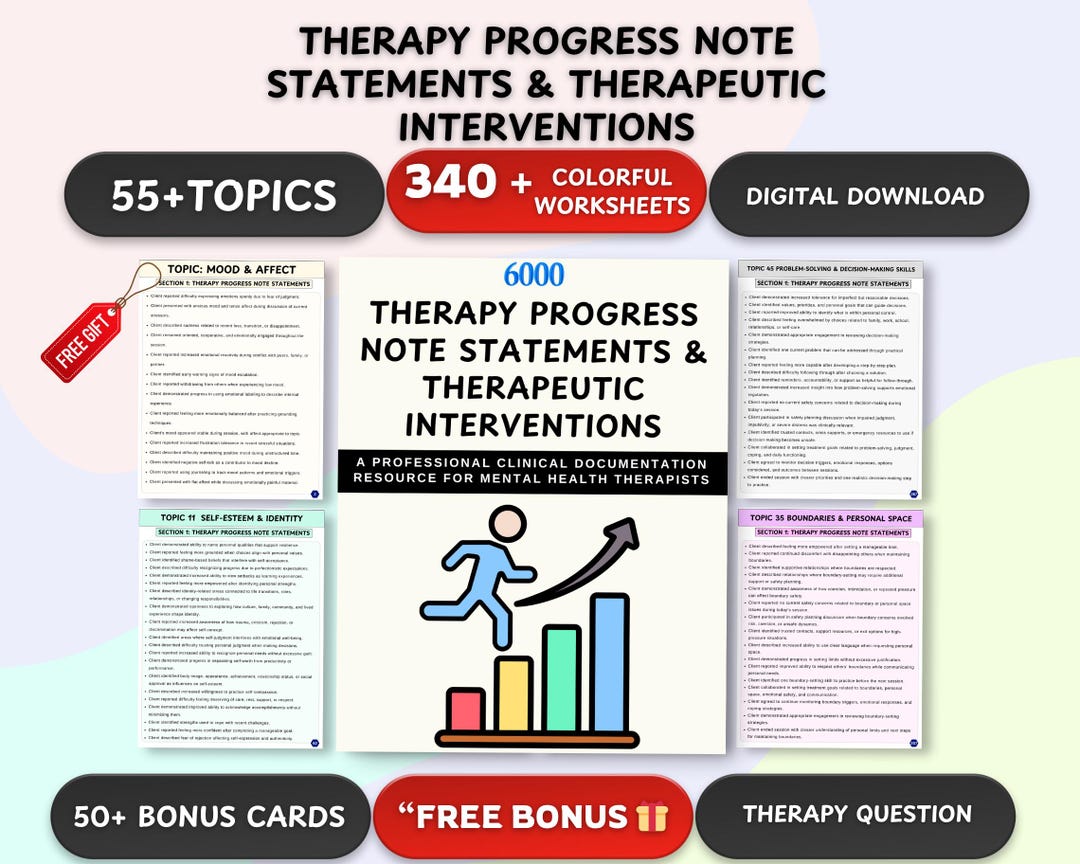 6000 + Therapy Progress Note Statements & Therapeutic Interventions ...