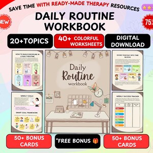 Creating A Daily Routine Workbook , Daily Habits Guide, Life Direction Plan, Self Discipline