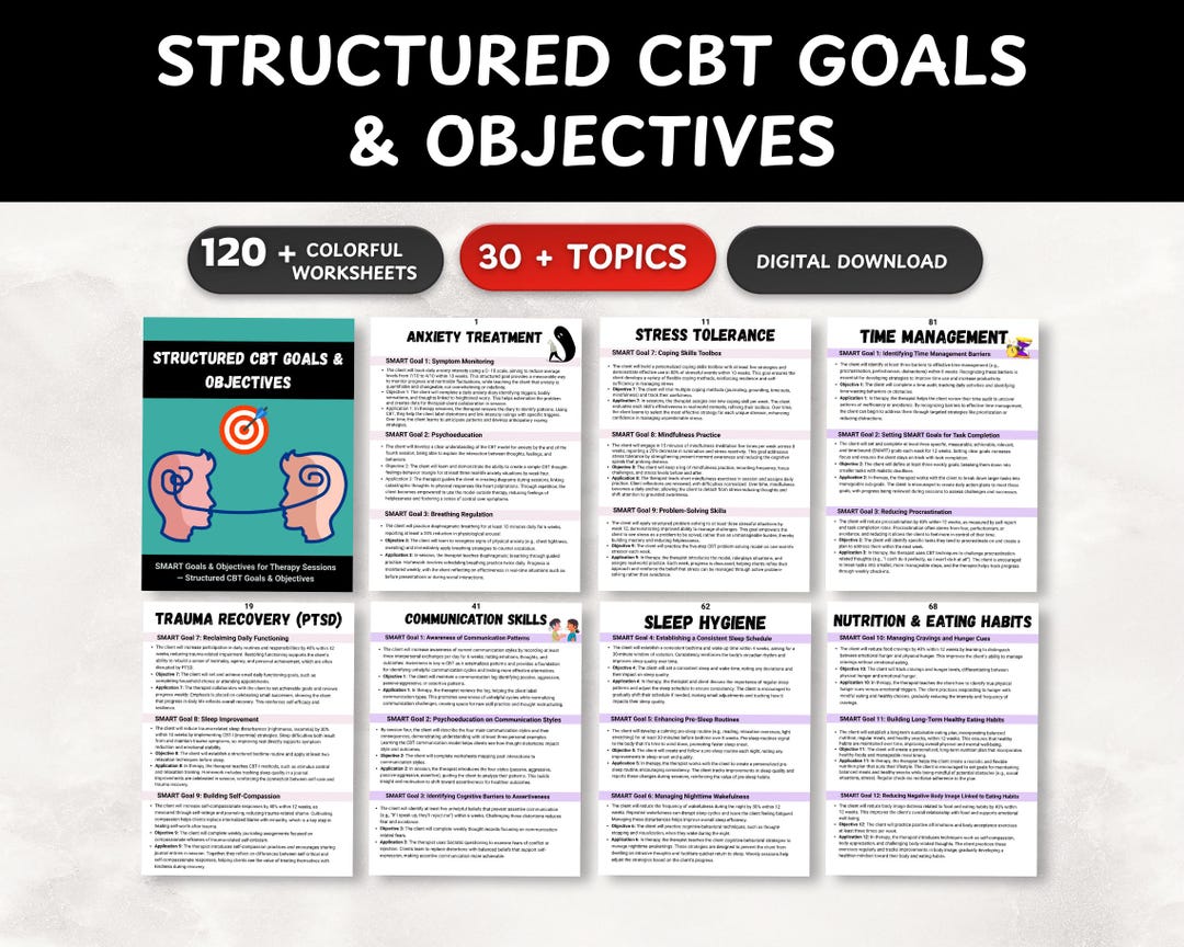 SMART Goals Therapy Guide (CBT Approach) Treatment Planning SMART ...