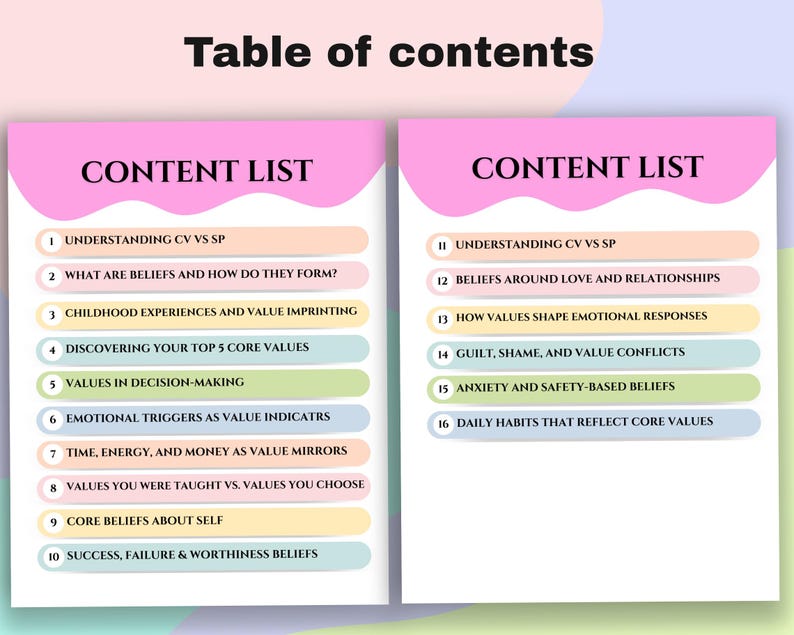 Core Values Beliefs Workbook, Self-discovery Journal (digital Download ...