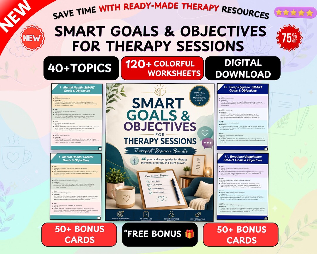 Therapy SMART Goals Objectives Bundle, Treatment Planning PDF - Etsy