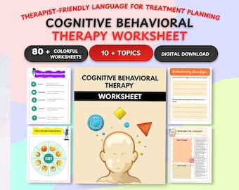 CBT Therapy Worksheets: Cognitive Behavioral Therapy, Mental Health Exercises (Digital Download)