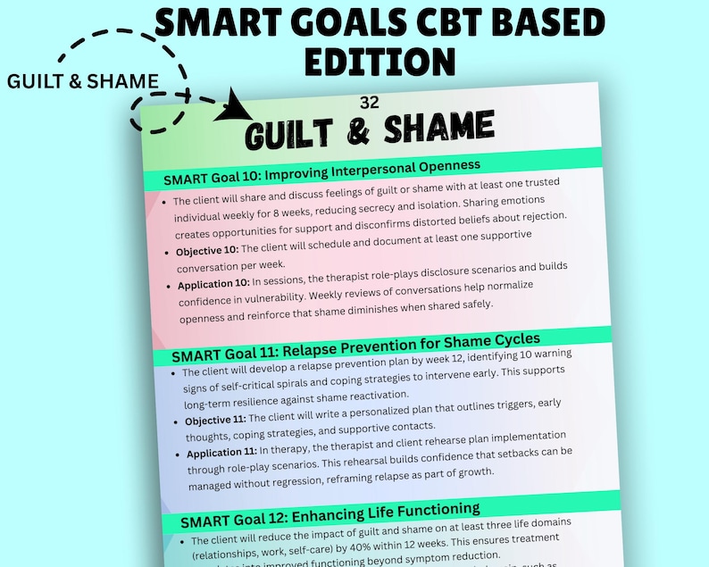 CBT Therapy Guide: SMART Goals, Treatment Planning (digital Download ...