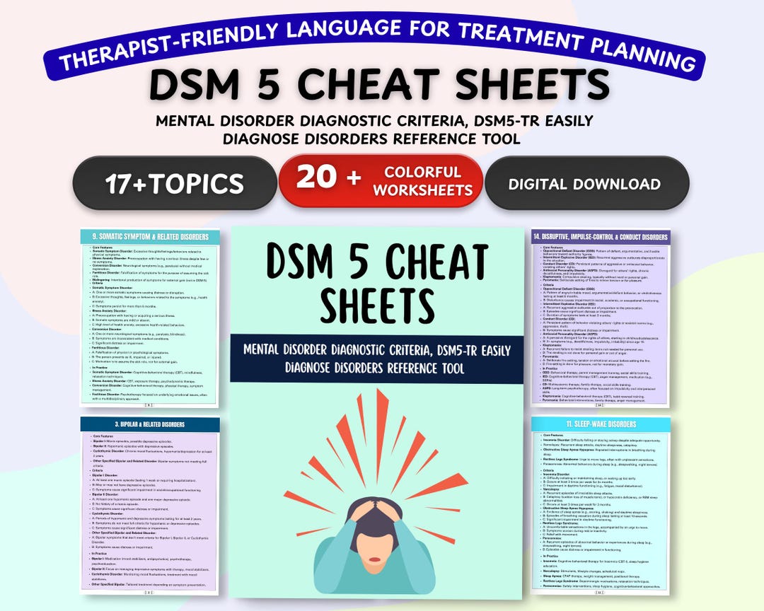DSM5 Cheat Sheets: Mental Disorder Diagnostic Criteria, Dsm5-tr Easily ...