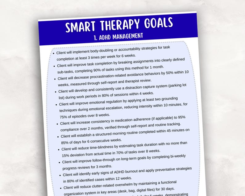 1000 SMART Goals Treatment Planning Guide for Mental Health Counselors ...