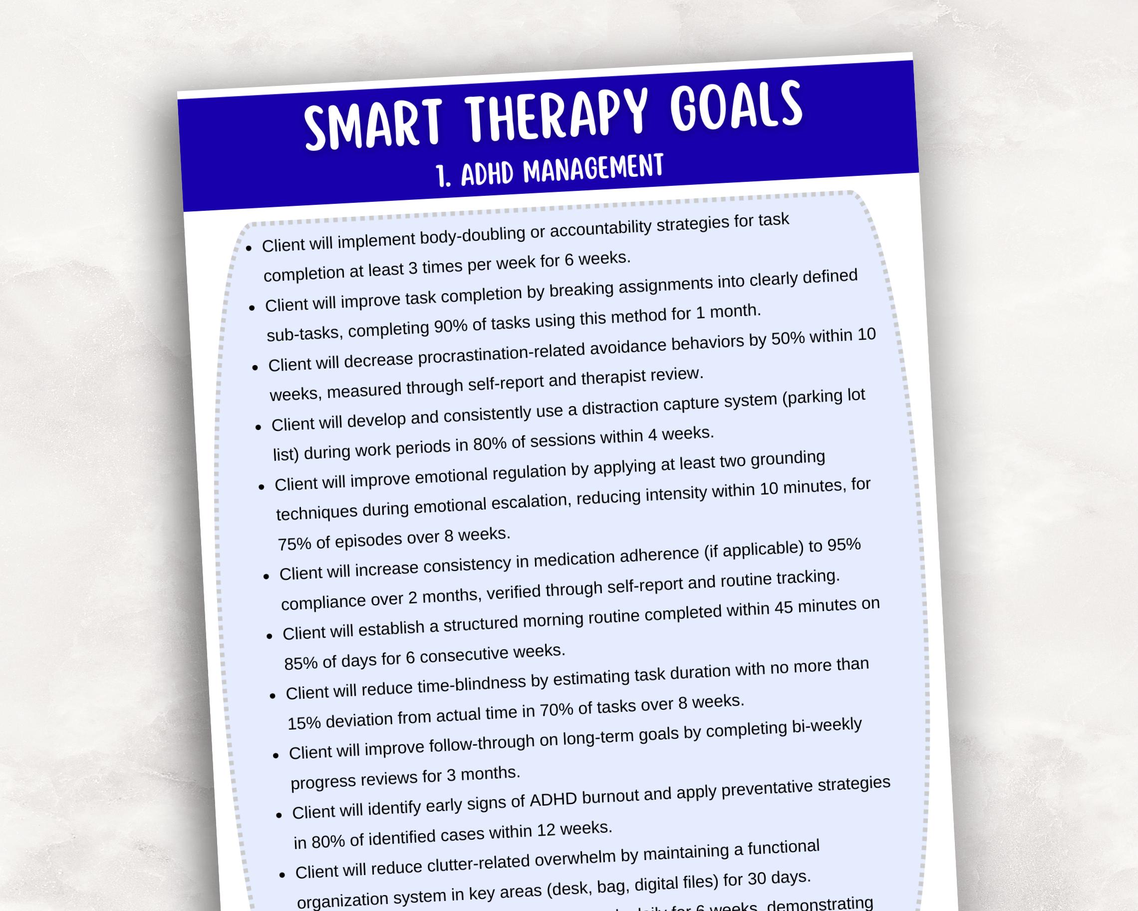 1000 SMART Goals Treatment Planning Guide for Mental Health Counselors ...