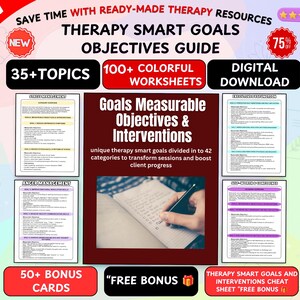 Therapy SMART Goals Objectives Guide: Treatment Planning, Progress Notes (Digital Download)