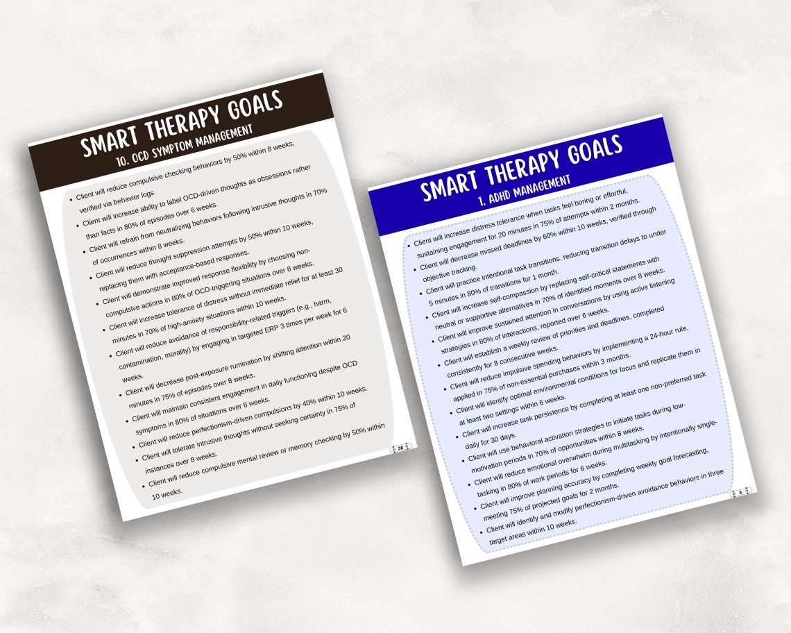 1000 SMART Goals Treatment Planning Guide for Mental Health Counselors ...