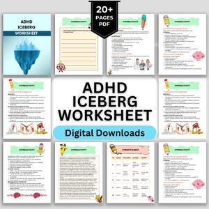 ADHD Workbook, Adult ADHD Therapy Coping Skills, ADHD Worksheets