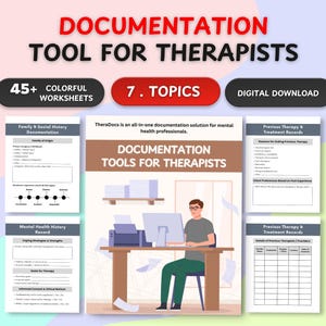 Kit de ferramentas para documentação terapêutica, formulários de saúde mental (download digital)