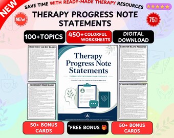 10000 Therapy Progress Note Statements | Therapeutic Interventions Resource Counselor Documentation Workbook