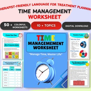 Time Management Worksheets: Therapy, Planning, and Productivity Skills