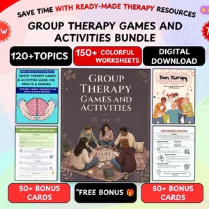 Group Therapy Games Activities bundle, 125+ Topics, Emotional Awareness, Communication (Digital Download)
