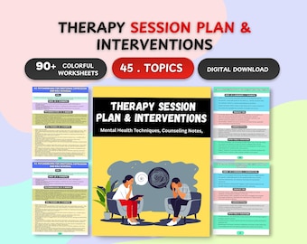 Guía de intervenciones terapéuticas, plan de sesión, técnicas de salud mental, notas de asesoramiento, fichas de psicoterapia