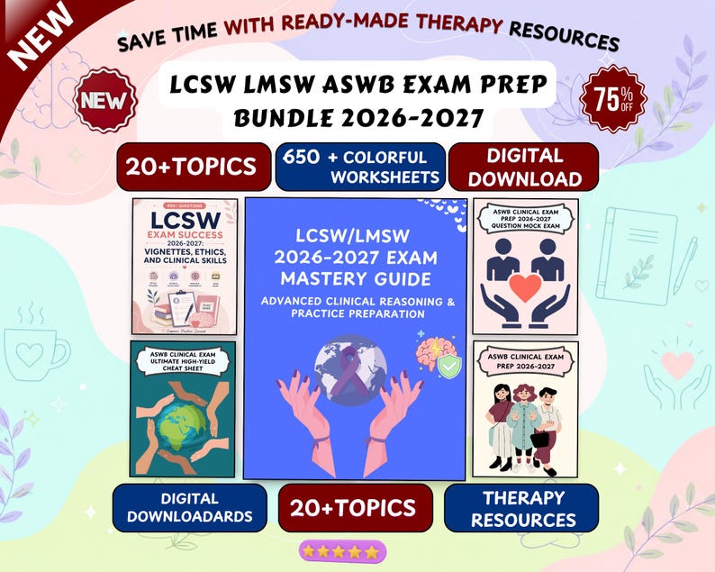 LCSW LMSW ASWB Exam Prep Bundle 2026-2027, 650+ Questions, Clinical Study Guide (Digital Download) image 1
