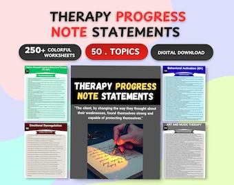 5000 Therapy Progress Note Statements | Therapeutic Interventions Resource Counselor Documentation Workbook Therapist Worksheet Treatment