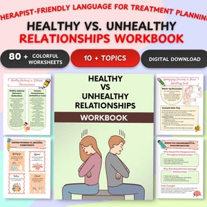 Healthy vs Unhealthy Relationships eBook: Therapy Worksheets, CBT Workbook