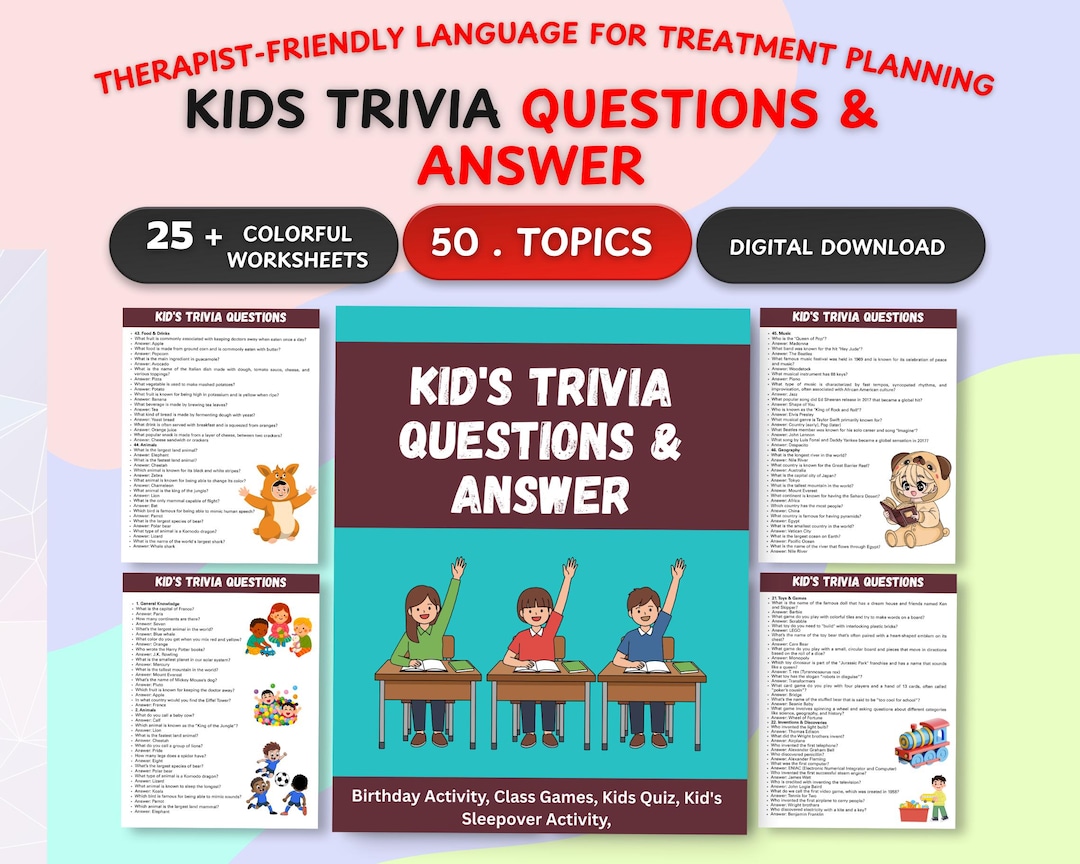 Trivia Topic Screen Kid's Trivia Questions Game, 50+ Topics (digital Download) - Etsy