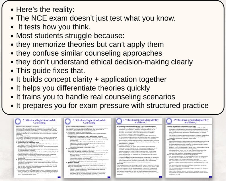 Full NCE Study Guide With Detailed Notes, Top Definitions and Concepts