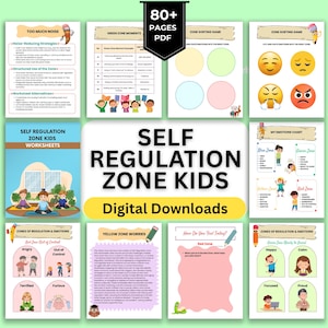Self Regulation Zone Kids Worksheets: Social Emotional Learning, Calm Skills