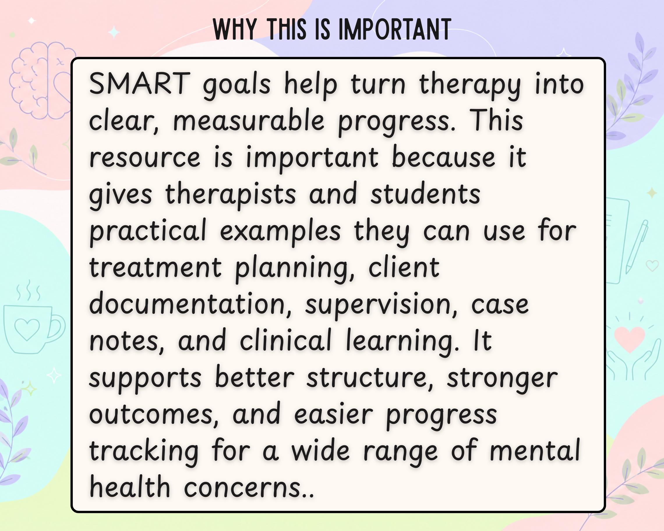 SMART Goals & Objectives for Therapy Sessions — Treatment Planning ...