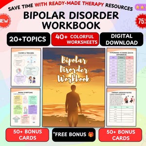 Bipolar Disorder Workbook PDF, Mood Tracker, Coping Skills (Digital Download)