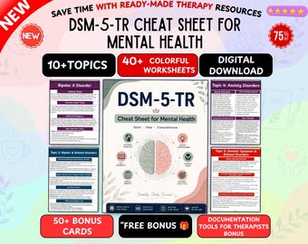 DSM-5-TR Cheat Sheet | Mental Health Diagnostic Categories, Exam Tips (Digital Download)
