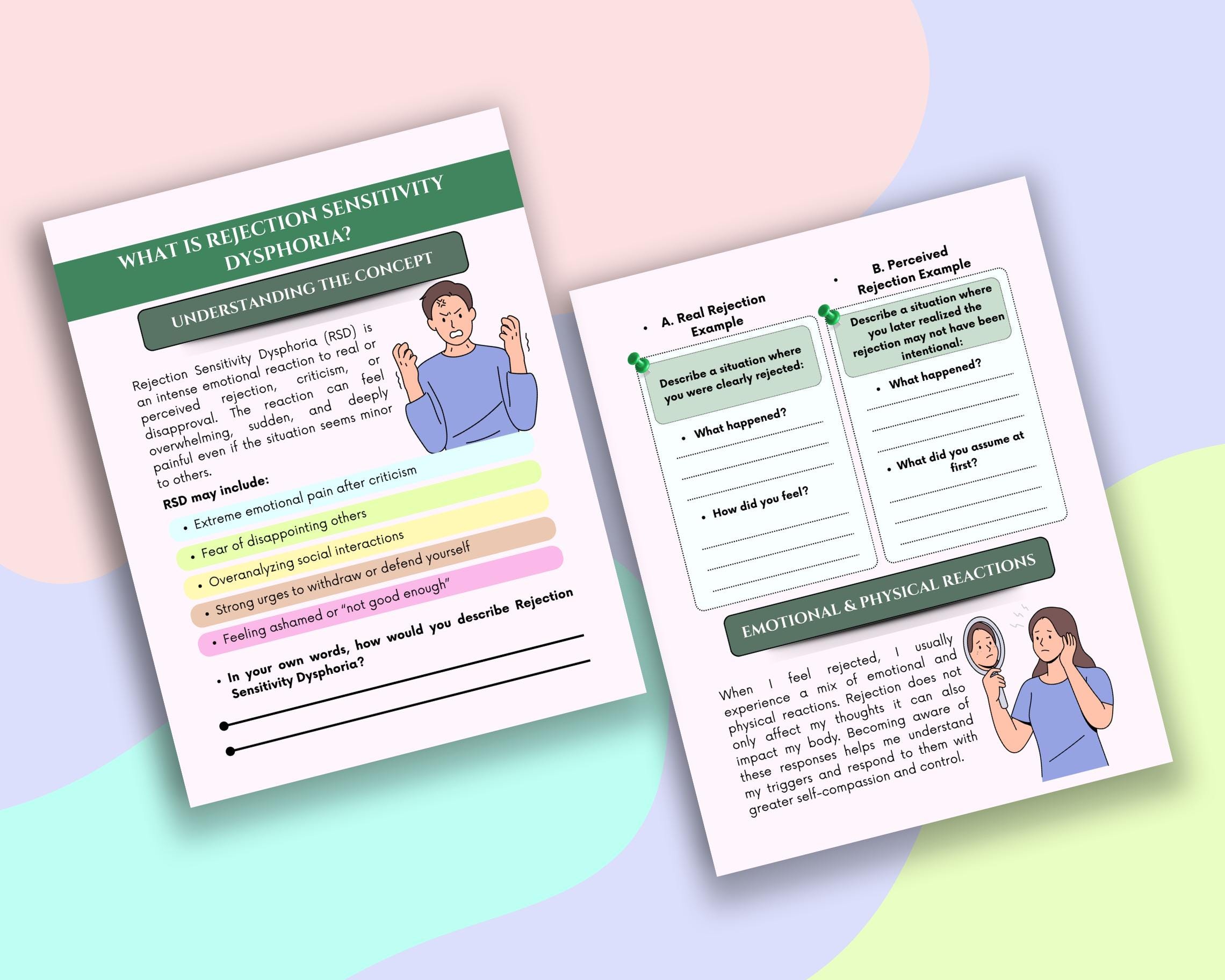 Rejection Sensitivity Dysphoria Worksheets: Emotional Regulation ...