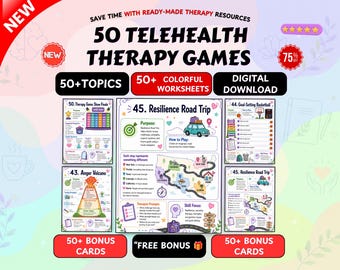 50 giochi di terapia a distanza in formato PDF / TCC, strategie di coping, attività di apprendimento socio-emotivo (download digitale)