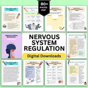 Nervous System Regulation Workbook, Somatic Exercise Polyvagal Theory Ladder Vagus Vagal Nerve Therapy Techniques Worksheets Co-regulation