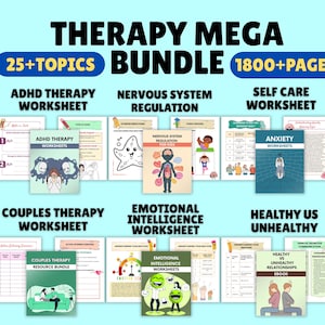 Méga série de feuilles de travail sur la thérapie, outils de conseil, ressources pour psychologues, psychoéducation, traumatisme, dépression, déclencheurs d'anxiété, dialectique