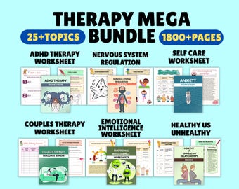 Therapy mega bundle worksheets, counselling tools, psychologist resources, psychoeducation, trauma, depression, anxiety triggers, Dialectics