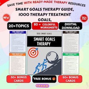1000 SMART Therapy Goals Guide, CBT Counseling Resource for Mental Health (Digital Download)