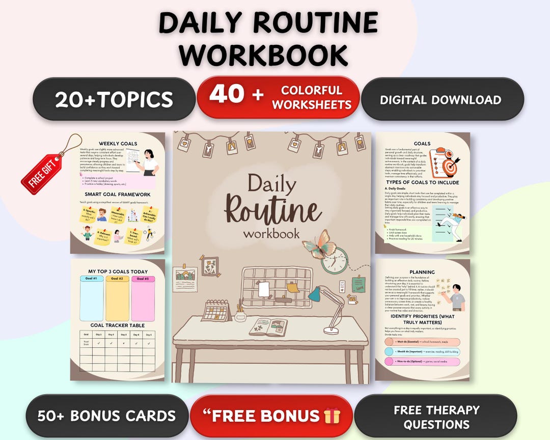 Creating A Daily Routine Workbook , Daily Habits Guide, Life Direction ...