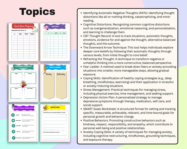 CBT Therapy Worksheets: Cognitive Behavioral Therapy, Mental Health ...