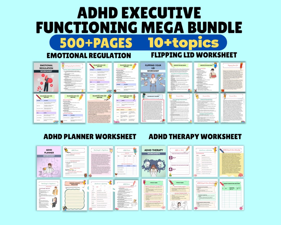 ADHD Executive Functioning Worksheets: Teen & Kids Coping Skills - Etsy