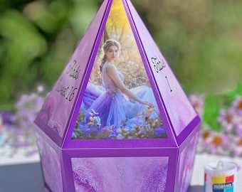 Custom Photo Table Number, Centerpiece Luminaria, Diamond Shape Lantern Light, Waterproof Centerpiece Luminary, Decor For Princess Birthday