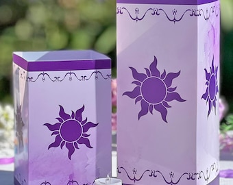 Rapunzel Luminaries, Tangled Luminary Table Center, Square Fairytale Lantern Lights, Tangled Party, Wedding Luminaries for Princess