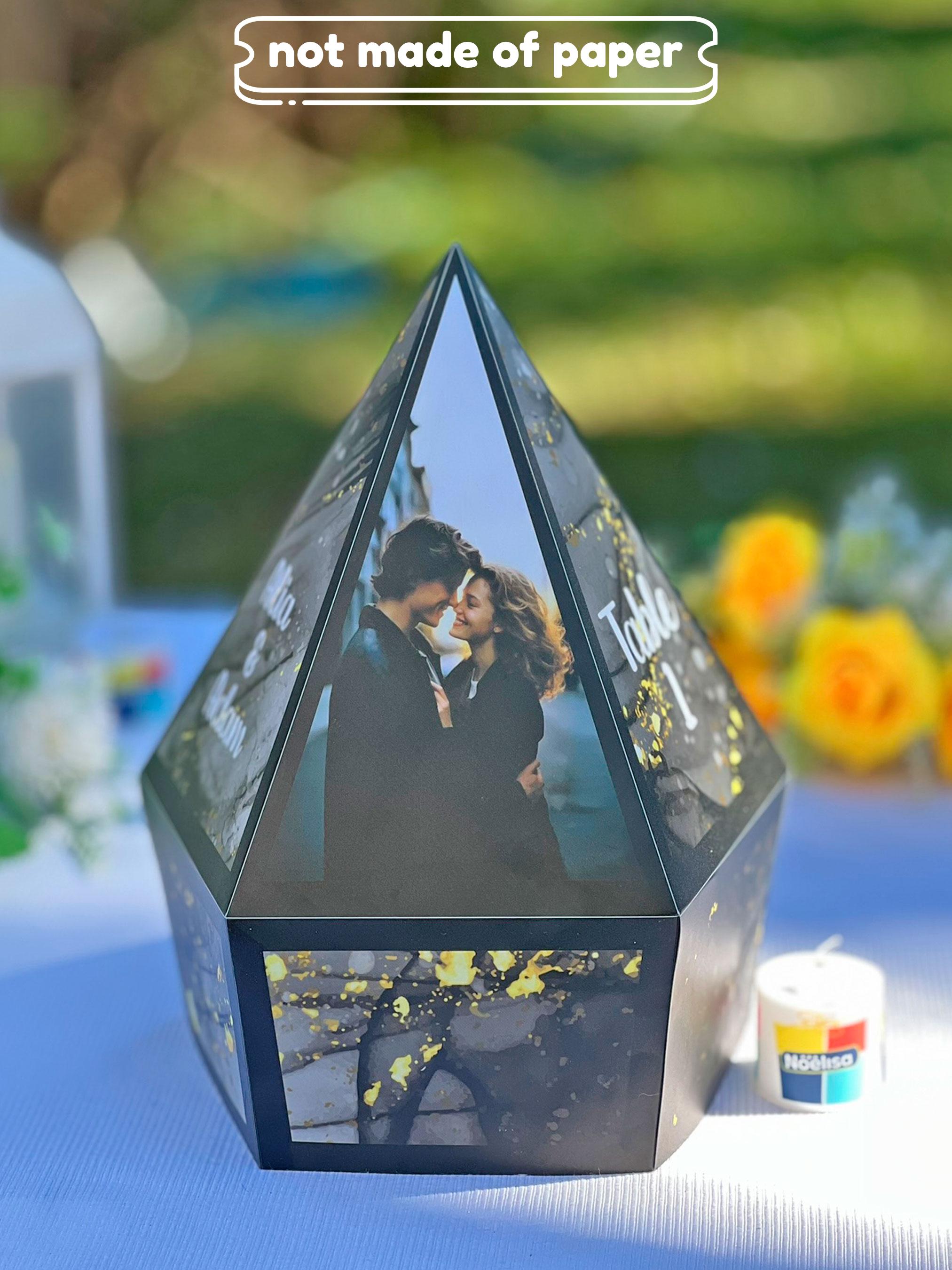 Personalized Set Lantern Light Photo Table Number, Custom 