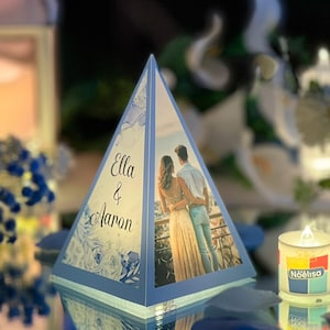 Custom Pyramid With Photo Luminary, Lighted Souvenir Waterproof, Anniversary Thank You Gift For Guest, Set of 10 Luminaries