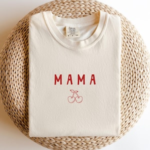 Comfort Colors® Cherry Mama Shirt – Trendy Cherry Print, Cute Groovy Mom Tee, Cool Mama Shirt, Birthday Shirt for Cool Moms
