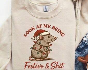 Rat christmas sweatshirt animal lover gift
