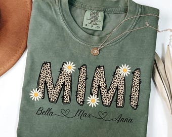 Personalized Mimi Shirt: Floral Leopard Grandma Tee