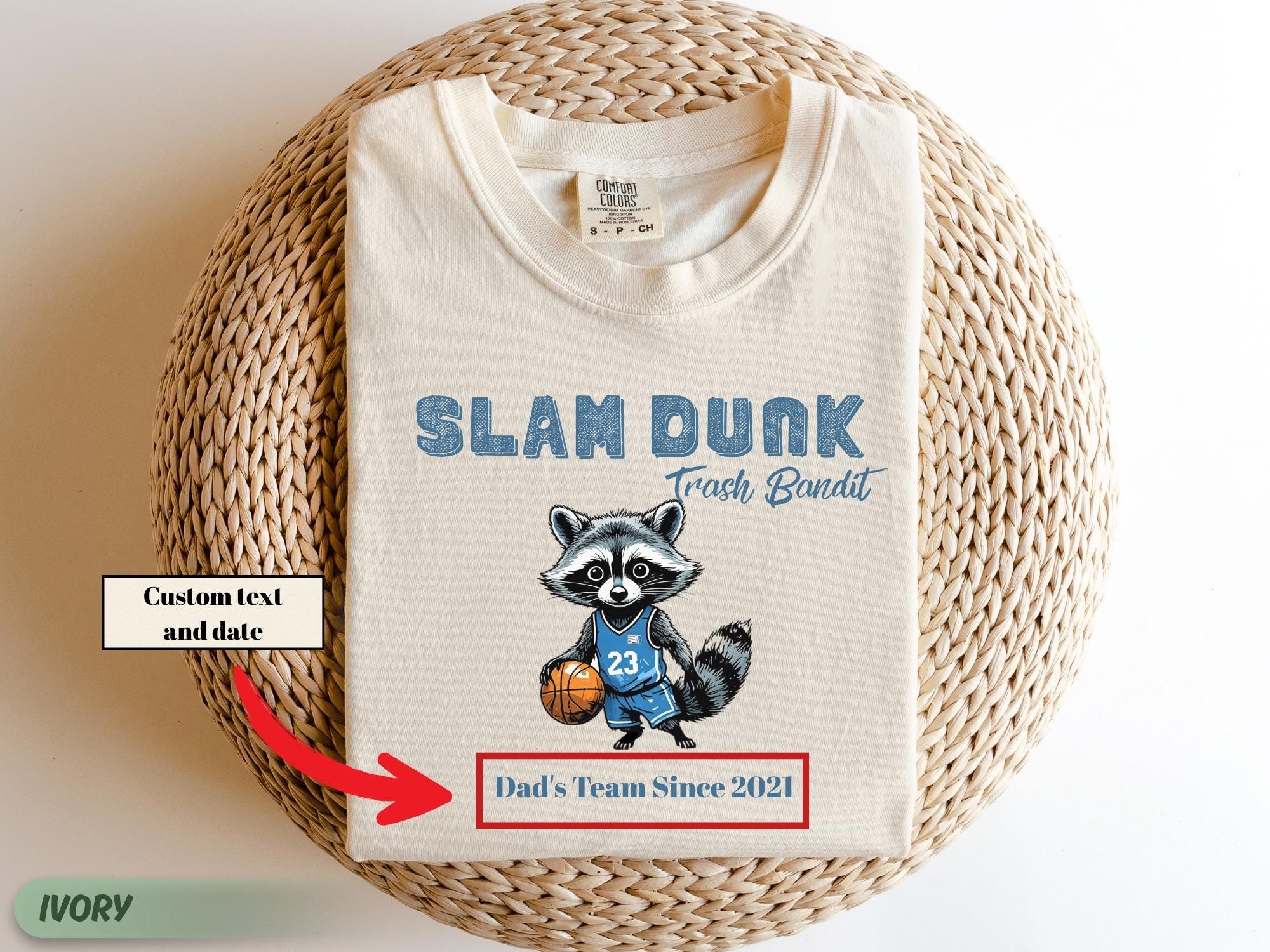 Comfort Colors® Personalized Raccoon Shirt, Dad Basketball Shirt
