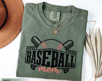 Maglietta da baseball a scacchi Comfort Colors® per mamma, regalo di baseball