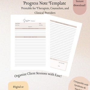 Ausfüllbare Therapie Verlauf Notiz Vorlage: Mentale Gesundheit Professionelle (PDF Download)