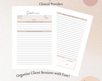Therapy Progress Note Template – Fillable PDF for Mental Health, Case Notes, Psychotherapy, Treatment Plan, Session Documentation
