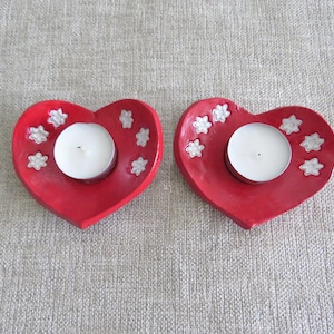 Candle Holder Red 2 Hearts