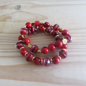 Lampwork Red Beads Bracelet Set of 2